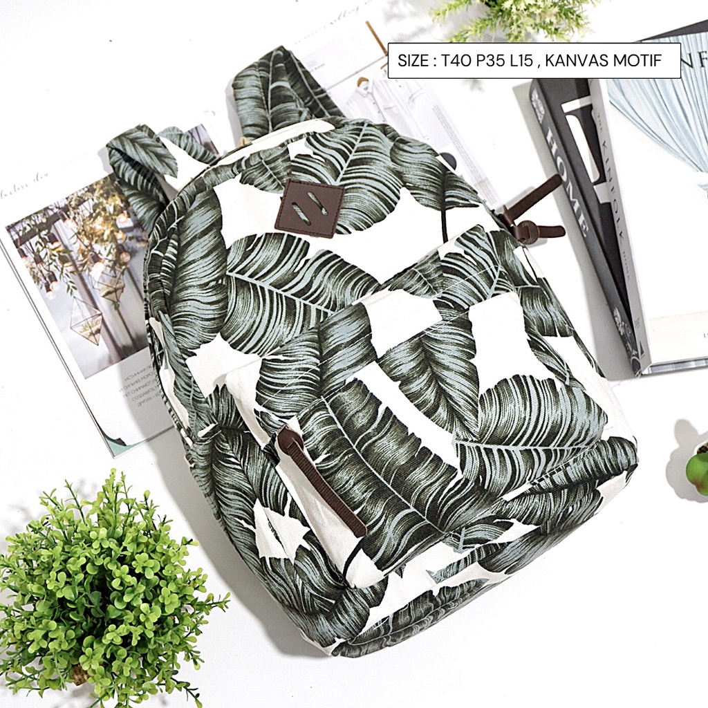 Promo Gratis Ongkir Tas Ransel Pria / Wanita Bahan Kanvas Motif Gaya Korea produk lokal indonesia-Motif 112