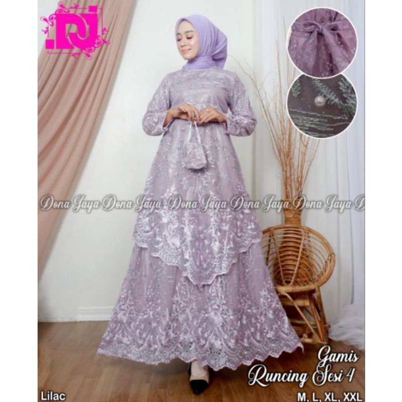 Realpict gamis tingkat runcing modern//dress pesta modern//gamis muslim//gamis lebaran