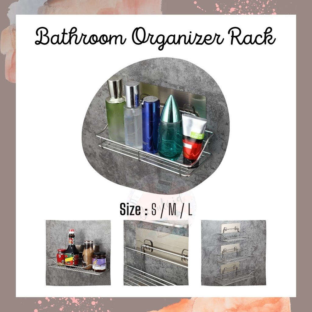 Rak Gantung Gantungan Kamar Mandi Sabun Sampo Dekorasi Premium Berkualitas Bahan Stainless Steel Tebal Kuat Kokoh Rak Botol Rak Dapur Ruang Kamar Serbaguna Anti Karat Bathroom Organizer Rack