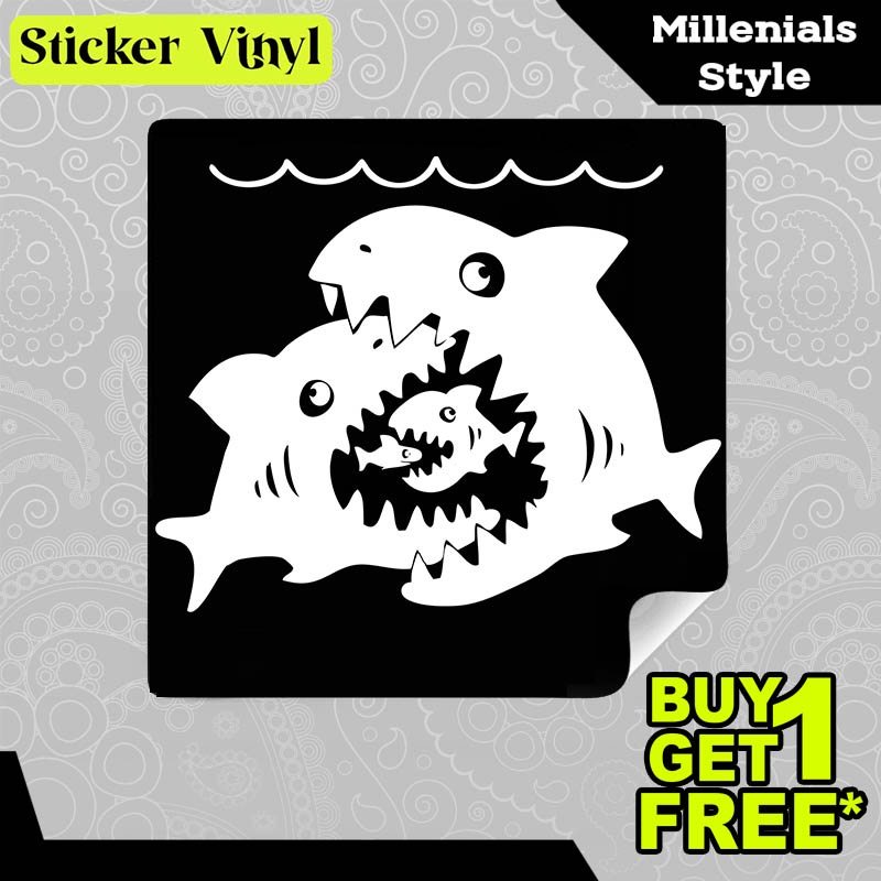 

Stiker Sticker Big Little Shark Gambar Unik Desain Keren dan Kekinian Aesthetic Bahan Vinyl Satuan Anti Air