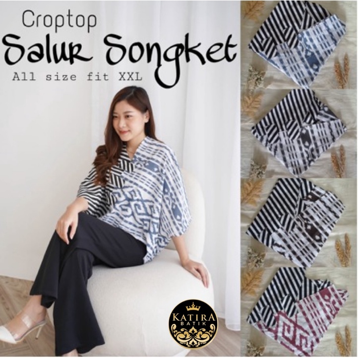 CROPTOP SALUR SONGKET HANDMADE  HALUS SERAGAM PESTA CANTIK KANTOR KERJA  SERAGAM KONDANGAN  PESTA KATUN MOTIF SALUR SUPER JUMBO LD 140 XXXXXXXL HALUS BIG SIZE TRADISIONAL JAWA HANDMADE ETNIK