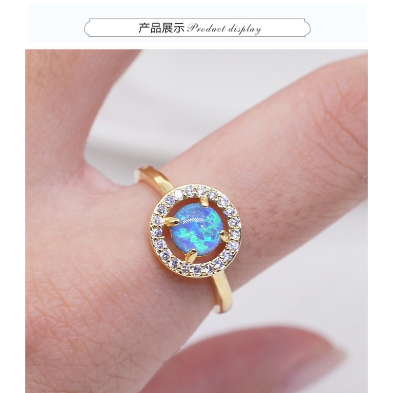 Cincin Emas Emas Asli Kadar 375Hias Batu Opal Sapphire Pink Berlian Untuk Wanita