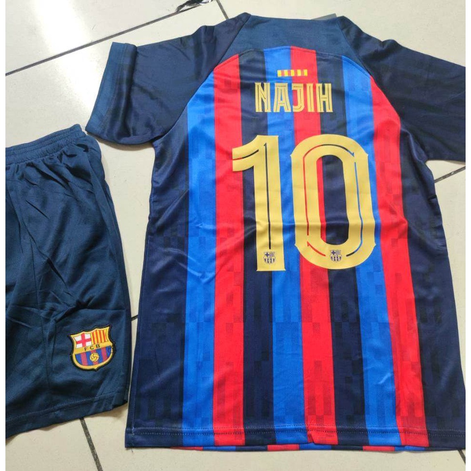 Setelan Jersey Baju Bola Barca Home Kids Anak 2022 2023 Fullset Satu Set Grade Ori