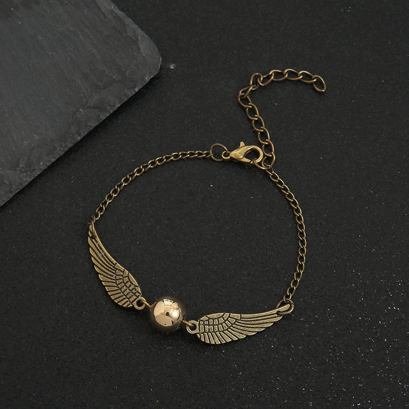 2022 Gelang Tangan Rantai Fashion Motif Sayap + Bulu + Hollow Untuk Perhiasan Wanita / Cosplay Harry Potter