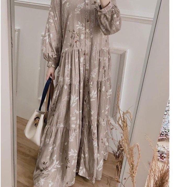 Subsidi--ABERIA DRESS FULL KANCING BUSUI - GAMIS RAYON JUMBO MOTIF ABERIA BUSUI - ZULIA MAXI DRESS -