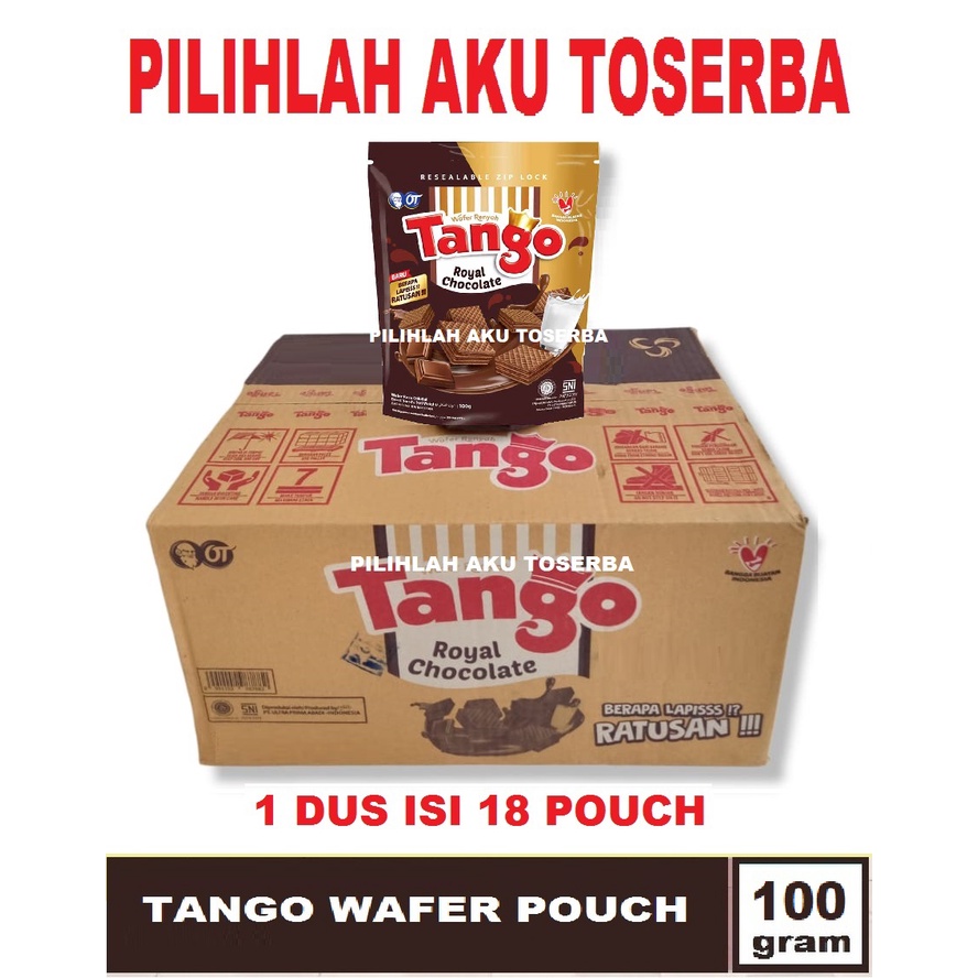 WAFER TANGO POUCH CHOCOLATE 100 gr - (HARGA 1 DUS ISI 18 POUCH)
