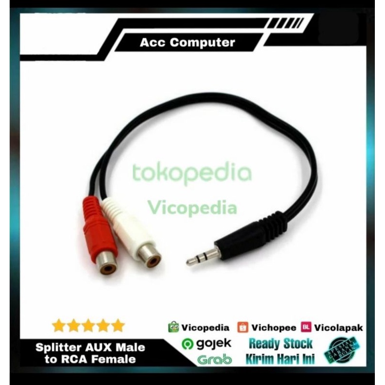 Splitter Converter Kabel AUX Male to RCA Female Hivi Audio Jack 3.5mm