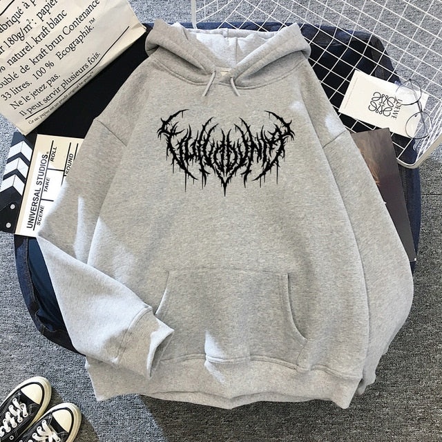Metal Unity Jumper Hoodie II Sweater Hoodie Music Rock II Sweter Oblong Topi II SIZE M - XL ( Pria & Wanita / Anak & Dewasa )-Abu Misty