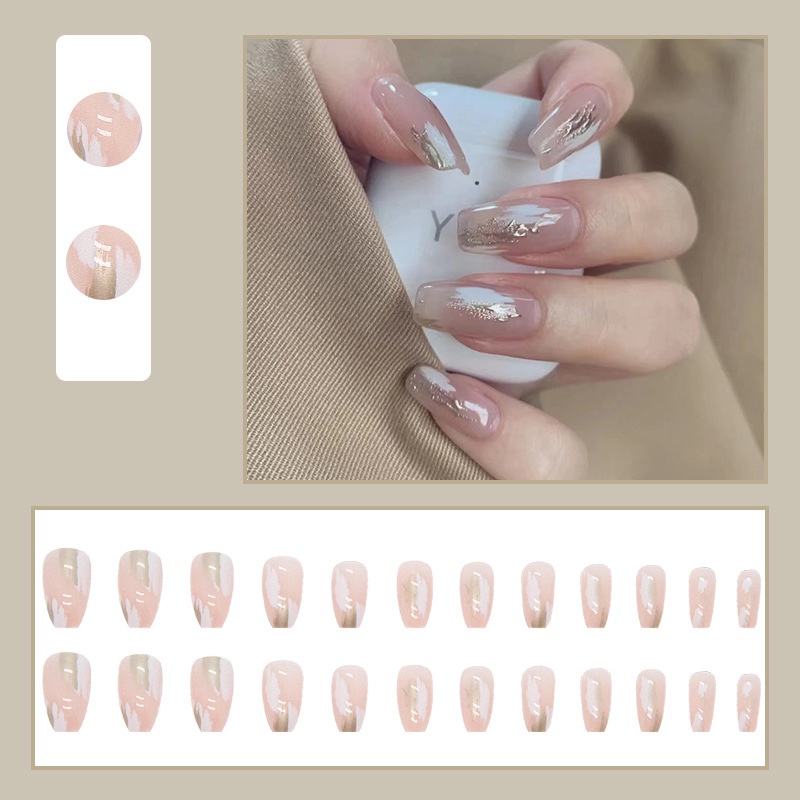 Kuku Palsu Fake Nail 24 Pcs Kemasan Strip Kuku Palsu Baru Fake Nails Kuku Palsu 3d Kuku Palsu Polos French Manicure-T139