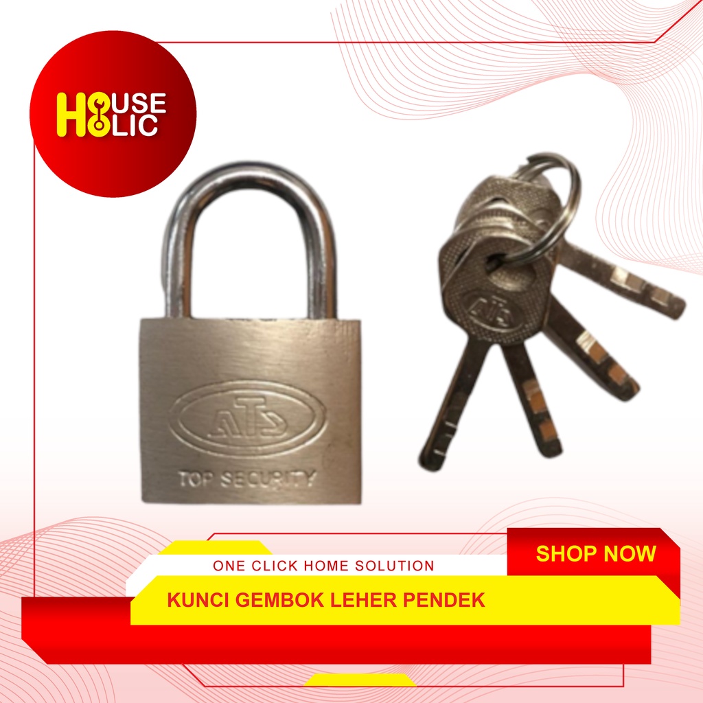 Gembok Pelor Pagar Besi / Kunci Gembok Leher Pendek / Iron Padlock