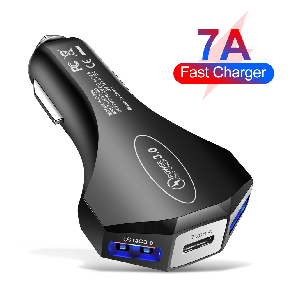 7a Charger Mobil Usb Type c PD Fast Charger Quick Charge 3.0 Untuk ios Android Tipe c Car Adoptor Charger Moible Phone Adaptor Charger