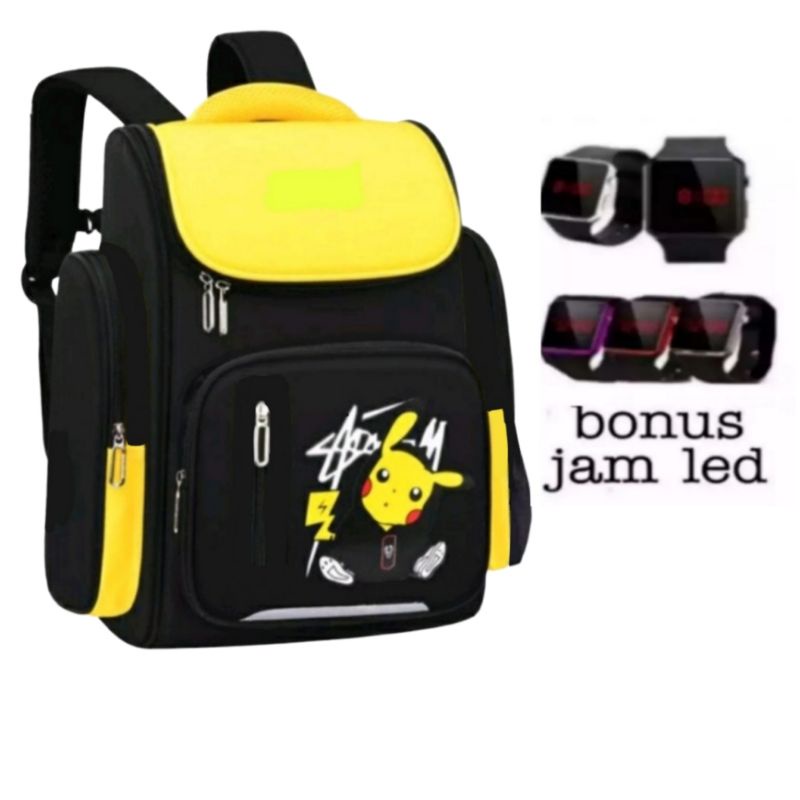 tas anak perempuan - tas sekolah anak - ransel sekolah anak - tas anak laki - tas punggung anak (BONUS JAM LED)