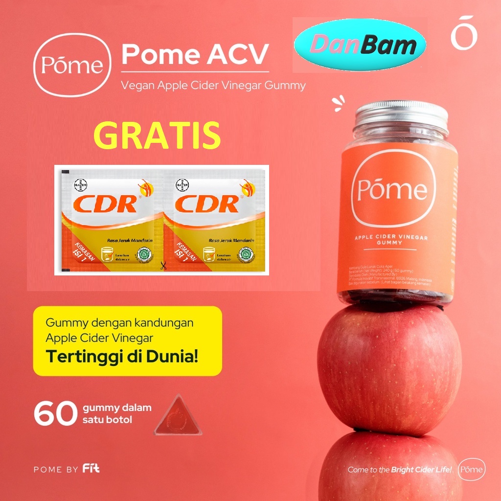 Pome ACV Gummy Cuka Apel Apple Cider Vinegar Suplemen Diet Vegan Detox