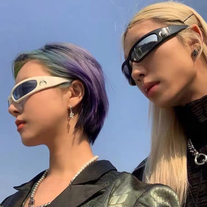 Papaozhu Keren Hitam Bulan Mark Terpolarisasi Kacamata Hitam Untuk Wanita Punk Sunnies Eyewear Anti Radiasi Kacamata Unisex Olahraga Mengemudi Bersepeda Nuansa Untuk Pria