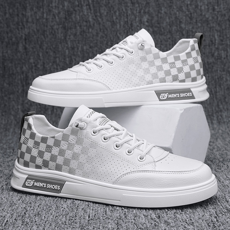 Mainland Sneakers Motif Putih Sepatu Pria Casual Trendy Kekinian KSC111