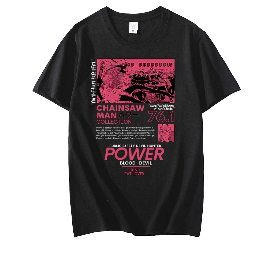 Tshirt Power Blood Devil Anime Manga Chainsaw Man Premium Unisex