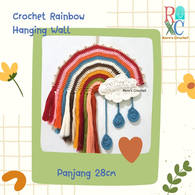 hiasan dinding Gantungan Rajut pelangi unik