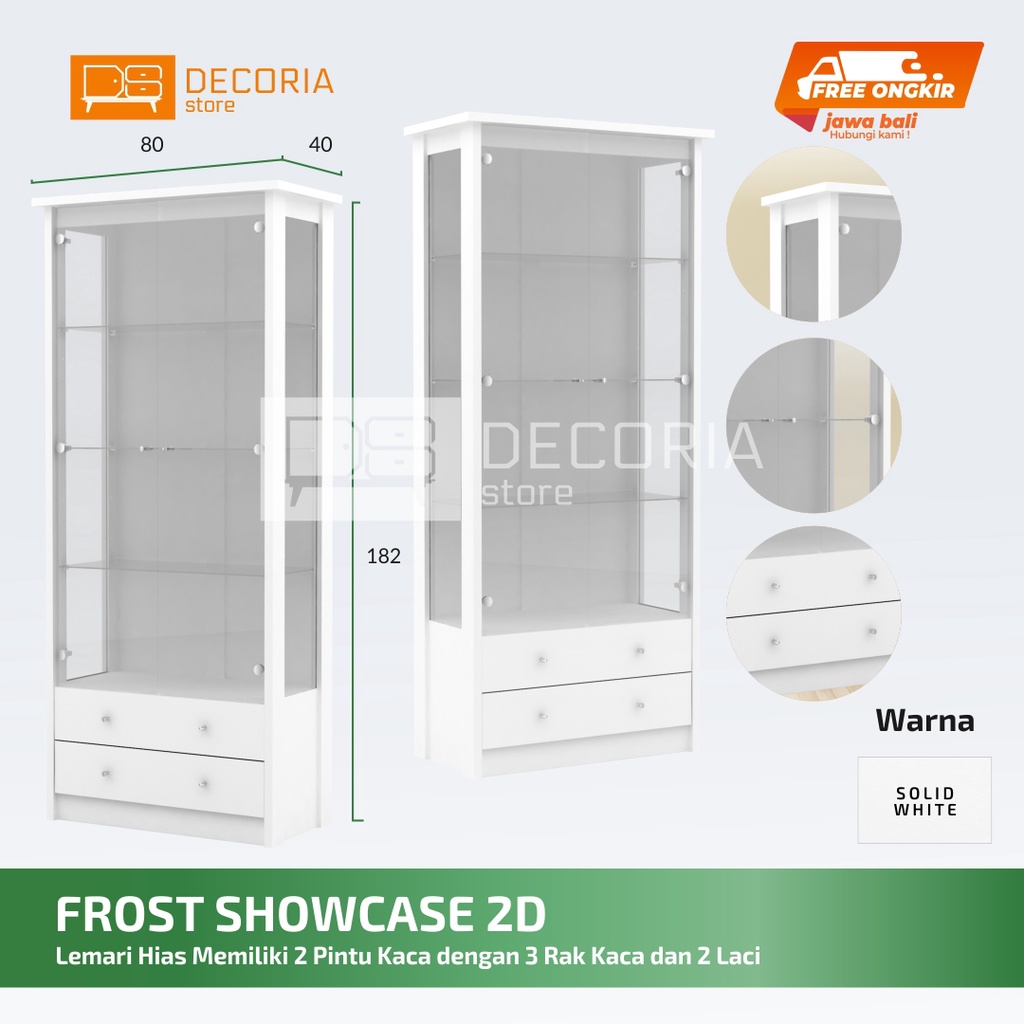 Jual Lemari Hias 2 Pintulemari Pajangan 2 Pintu Kaca Frost Showcase 2d