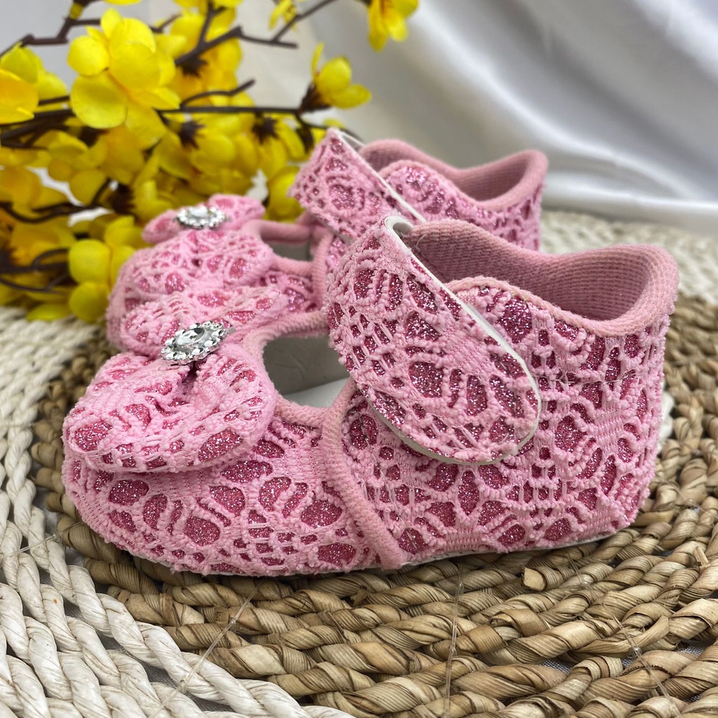 Mandirishoesstore-Sepatu Anak Prewalker Sepatu Baby Bayi Anak Belajar Jalan 0-12 Bulan Sepatu Bayi Murah Brokat Sepatu Bayi Pita Brokat Sepatu Anak Bayi Sepatu Pita Anak Perempuan Sepatu Bayi Perempuan Sepatu Anak Perempuan CPY07