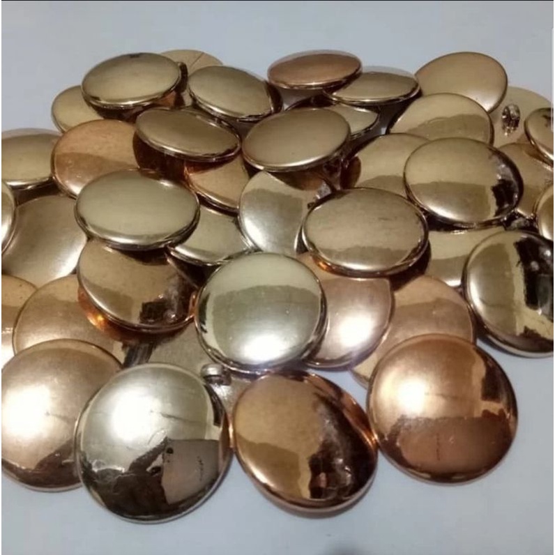 KANCING BAJU JAMUR EMAS POLOS - Kancing emas 15 mm isi 100 pcs