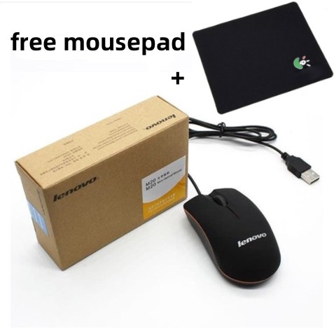 mouse laptop Lenovo kabel usb wired M20 3D optical Mouse Free mousepad PROMO / USB mini mouse M20 Warna Hitam.