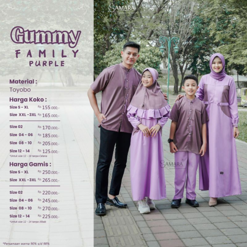 SAMARA J03 GUMMY FAMILY PURPLE SARIMBIT KELURGA BAJU MUSLIM KELUARGA COUPLE KELUARGA SAMARA  WARNA U