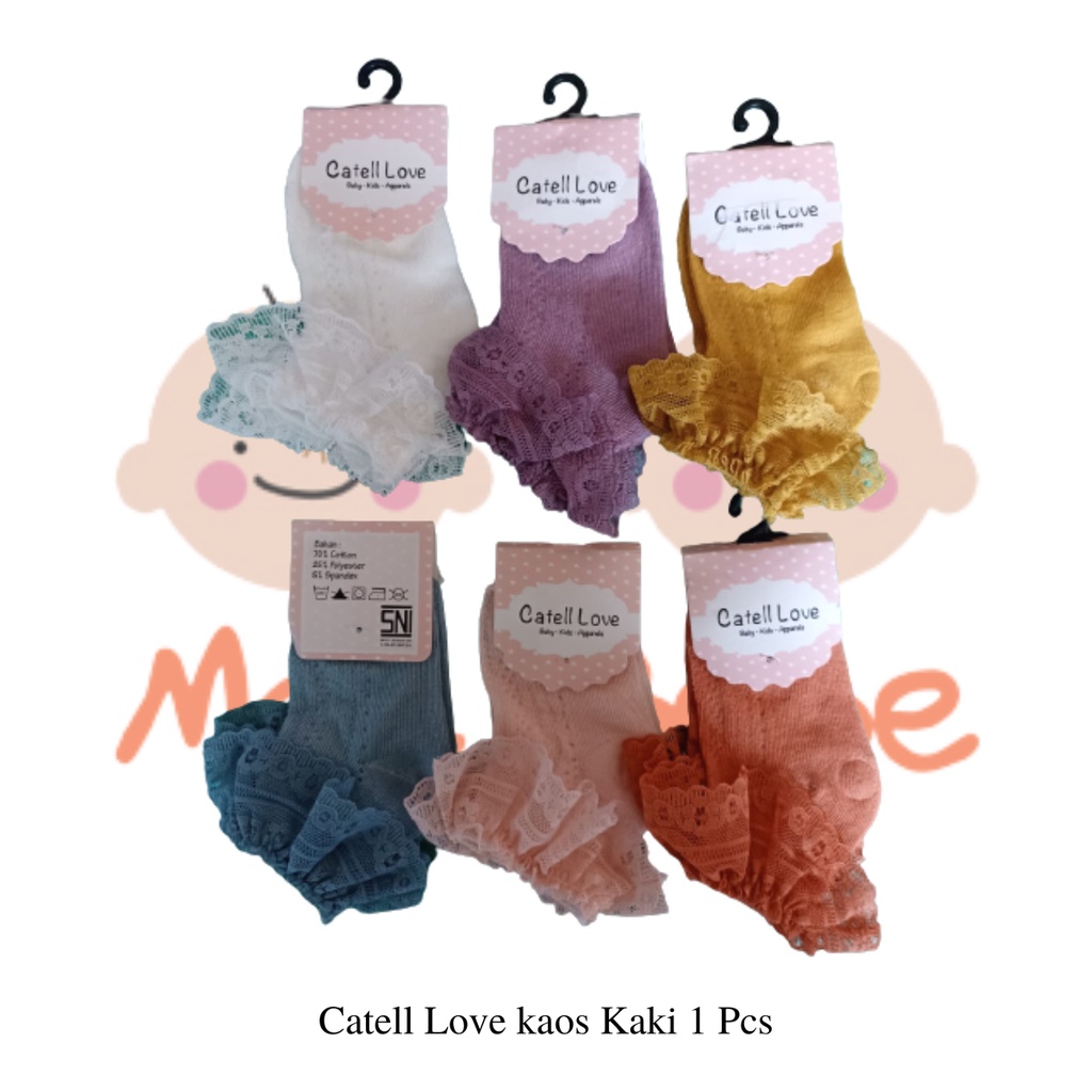 Catell Love Baby Socks Ruffle Garis Bunga Kaos Kaki Bayi Perempuan