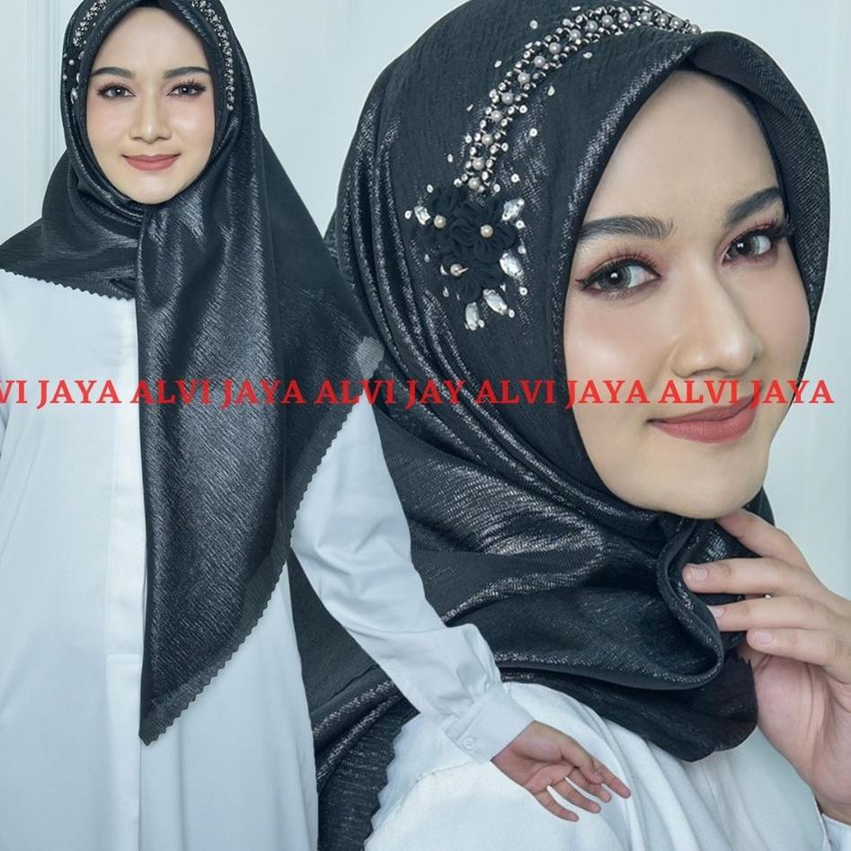 JILBAB PESTA SEGI EMPAT SHINAR PAYET BUNGA / KRUDUNG SEGI EMPAT SHINAR PAYET BUNGA