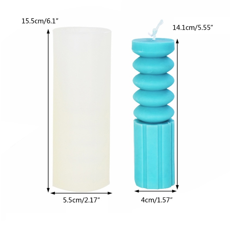 Cetakan Lilin / Sabun Bentuk Silinder Geometris Motif Garis Bahan Silikon