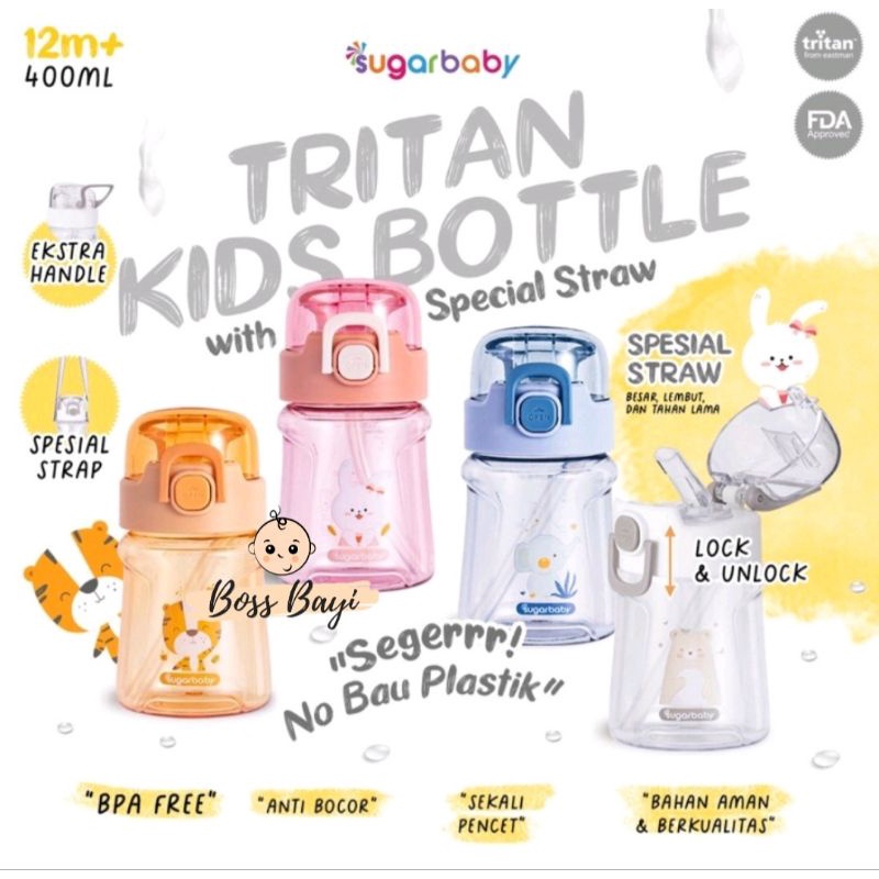 SUGAR BABY -  Tritan Kids Bottle 400ml /Botol Minum Anak Sugar Baby