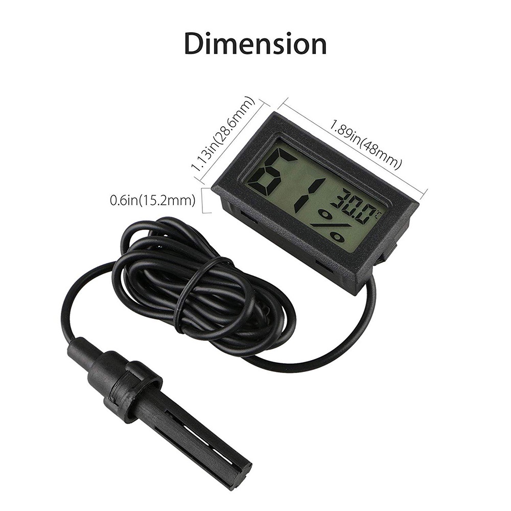 Termometer Hygrometer Termohygrometer Pengukur Suhu dan Kelembaban Ruangan Dgan Sensor Kabel 1 Meter