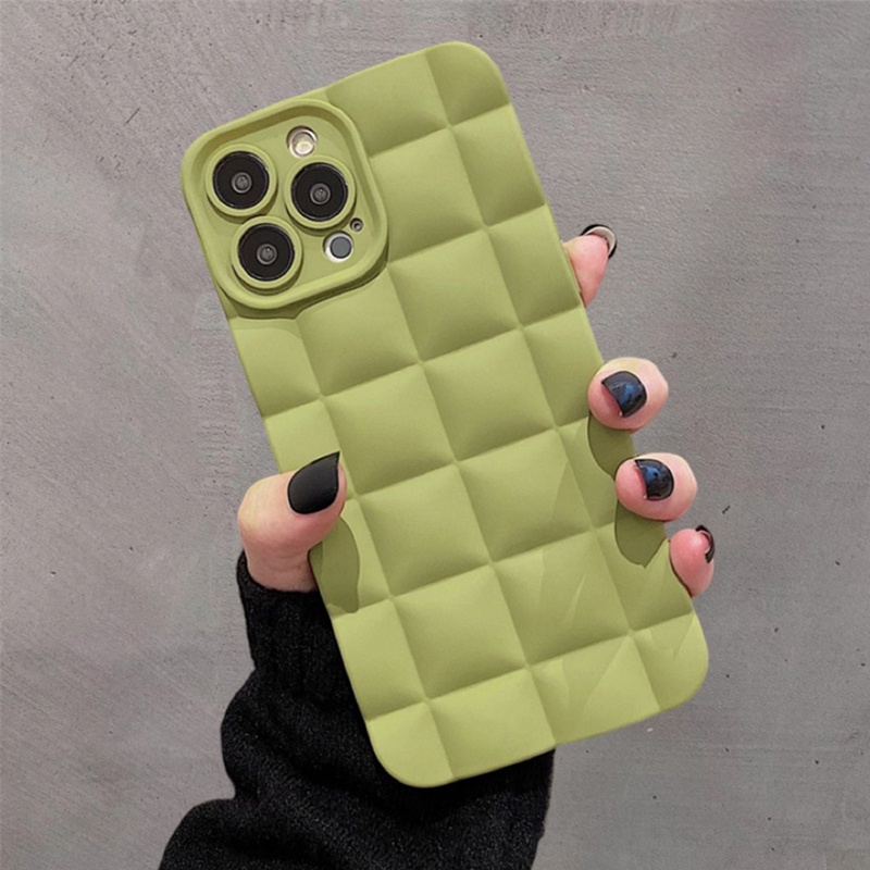 Casing Compatible for iPhone 14 13 12 11 Pro Max iPhone X Xr Xs Max iPhone 7 8 6 6s Plus iPhone 14 Plus Macaron Color Phone Case Fashion Checkered Anti-fall Soft Case Silicone Lens Protection Back Cover