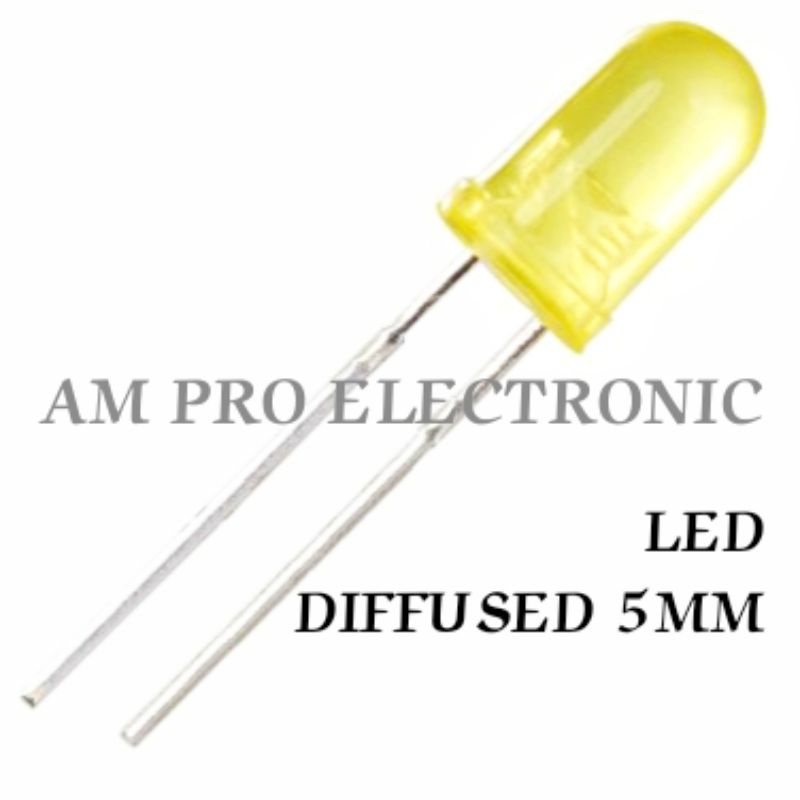 100pcs Lampu Led Diffused Kuning 5mm Led Indikator