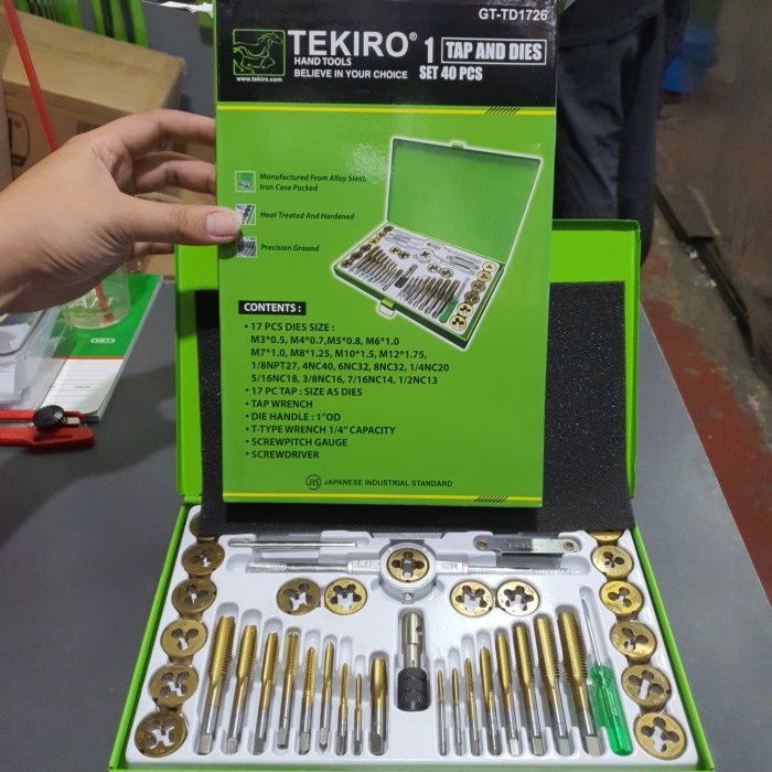Alat Tap Baut set drat luar dalam tekiro 40 pcs tap and dies set