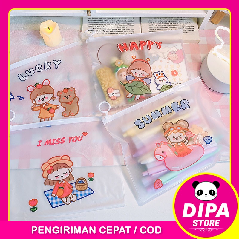 

Zipper Transparan Karakter Girl / Ziper Bag Bening / Tas Tempat Serbaguna Alat Tulis Kosmetik / TV-19