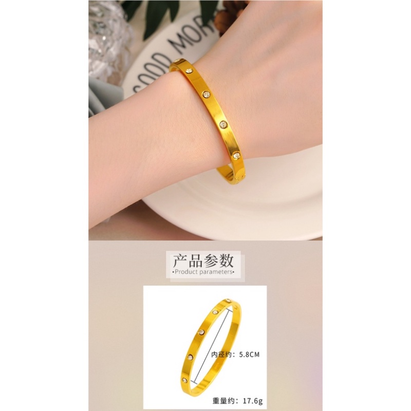 Goldkingdom Perhiasan Fashion 24K Bangkok Aksesoris Ready Stock Ins All-match Gelang Minimalis Dengan Berlian Populer Adjustable Gelang Untuk Wanita