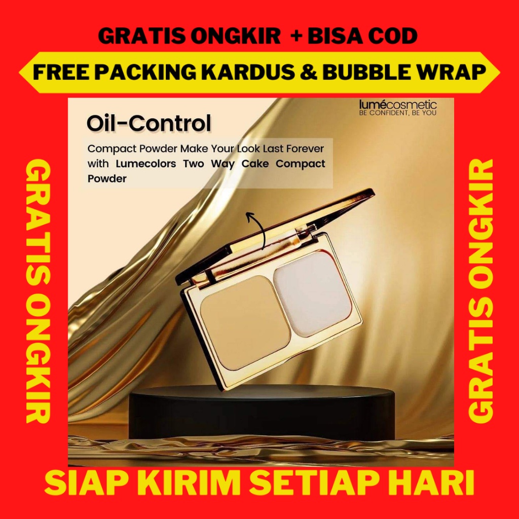 Bedak Padat Lumecolors ORI, Lumecolors Compact Powder Two Way Cake Original, Bedak Padat Full Covera