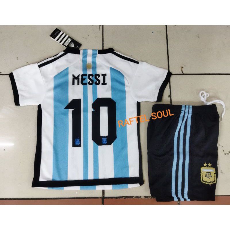 JERSEY BAJU BOLA KIDS ANAK ANAK ARGENTINA MESSI 10 HOME NEW 2022 2023 GRADE ORI