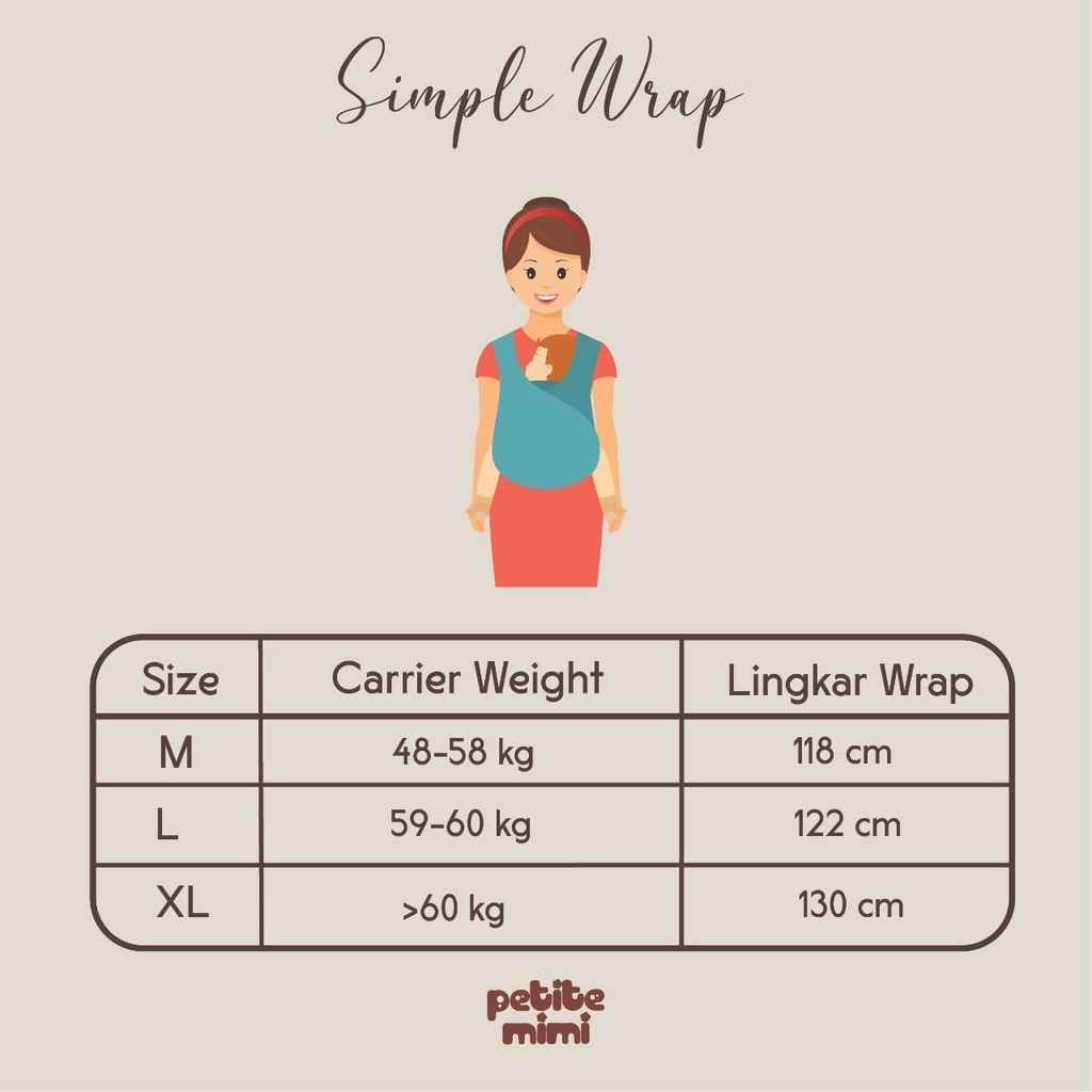 Petite Mimi Gendongan Simple Warp Ukuran M-XL (PM-GSWM-XL)