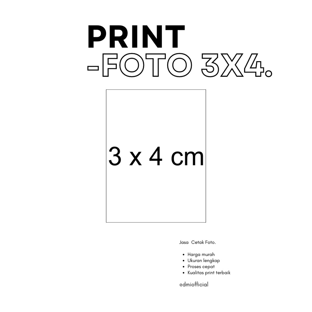 3 X 4 CM | Cetak Foto Ukuran Lengkap Murah A6 A5 A4 A3 A3+ 2x3 3x4 4x6 1R 2R 4R 6R 8R 10R 12R POLARO