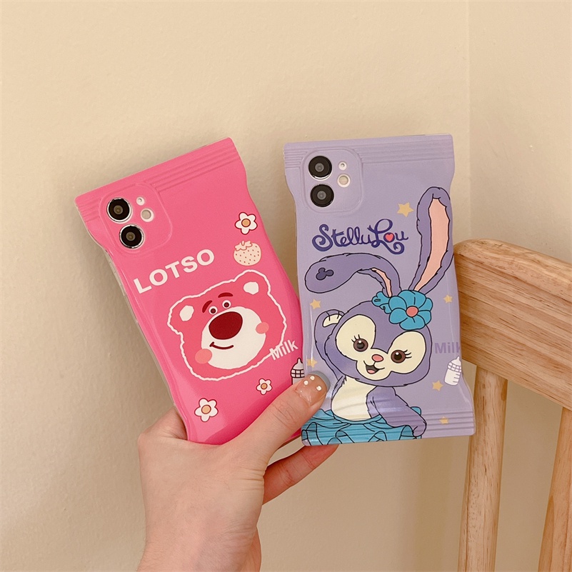 Soft Case Pelindung Desain Kartun Kelinci Strawberry Beruang 3D Untuk Compatible for iPhone 14 13 12 11 Pro Max X Xr Xs Max iPhone 8 7 6 6s Plus Cartoon Rabbit Strawberry Bear candy design Phone Case Shockproof Soft Case Full Lens Protective Cover