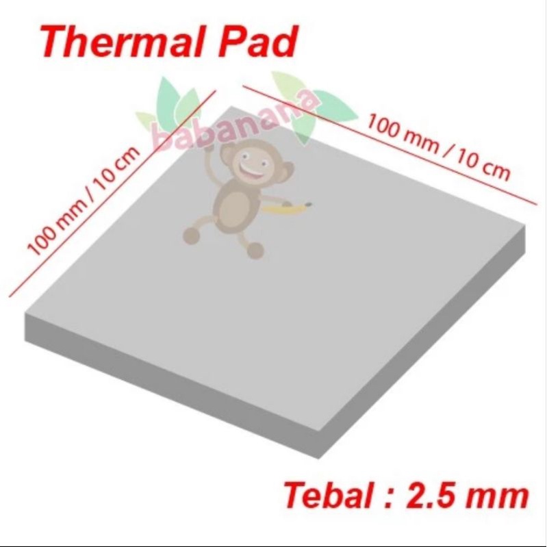 Thermal pad 100mm x 100mm x 2.5mm Grey prosesor memory heatsink