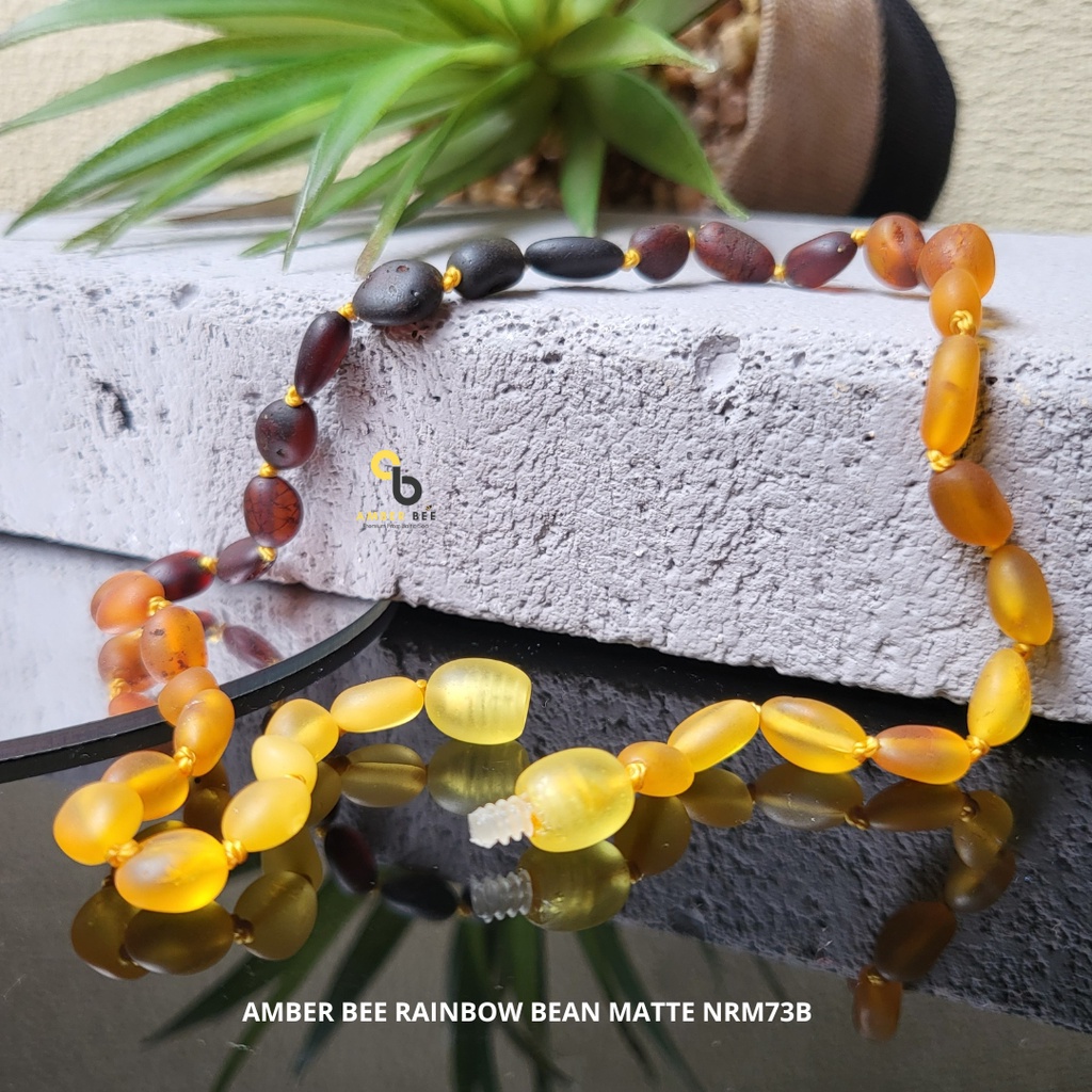 Kalung Amber Bayi Tumbuh Gigi ORI Baltic Premium Matte Rainbow Beans NGRB73B By Amber Bee