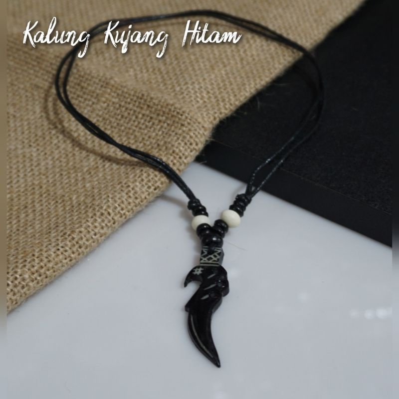 Kalung Liontin Kujang,Taring,Rasta Bahan Tulang Asli