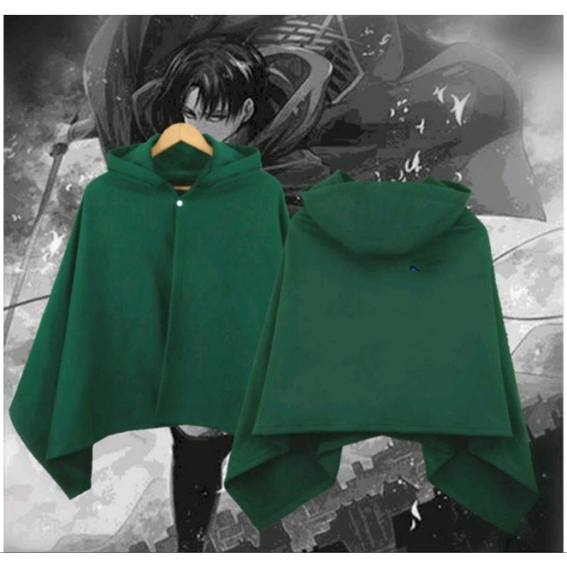jubah cosplay anime Attack Eren Yeager Polos Hitam dan hijau
