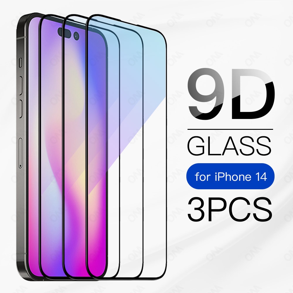 IPHONE Pelindung Layar Tempered Glass 9D 14 Pro Max 13 12 11 XR XS X