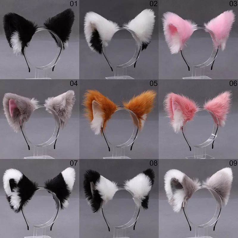 BANDO KUPING TELINGA KUCING BULU TEBAL FUR EAR NEKOMIMI CAT KAWAII LOLITA ANIME HEAD BAND