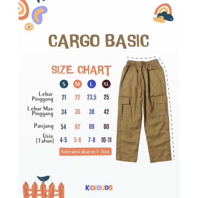 Celana Kargo / Cargo Pants Kidibuds, KC004, KC005, KC006, KC007