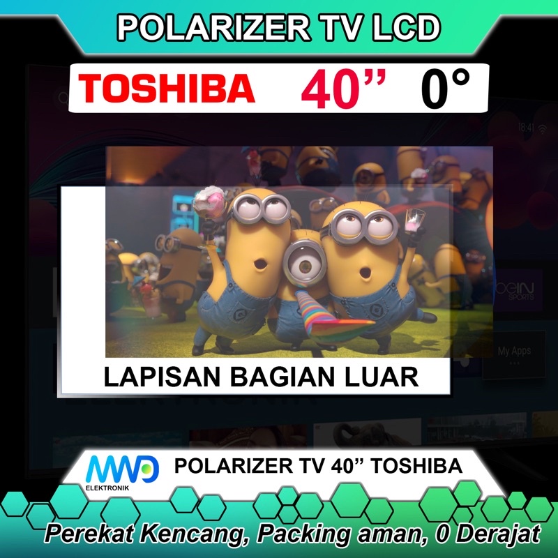 POLARIZER TV LED TOSHIBA 40 INCH 0 DERAJAT POLARIS POLARISER TV LCD LAPISAN PLASTIK LUAR INC IN