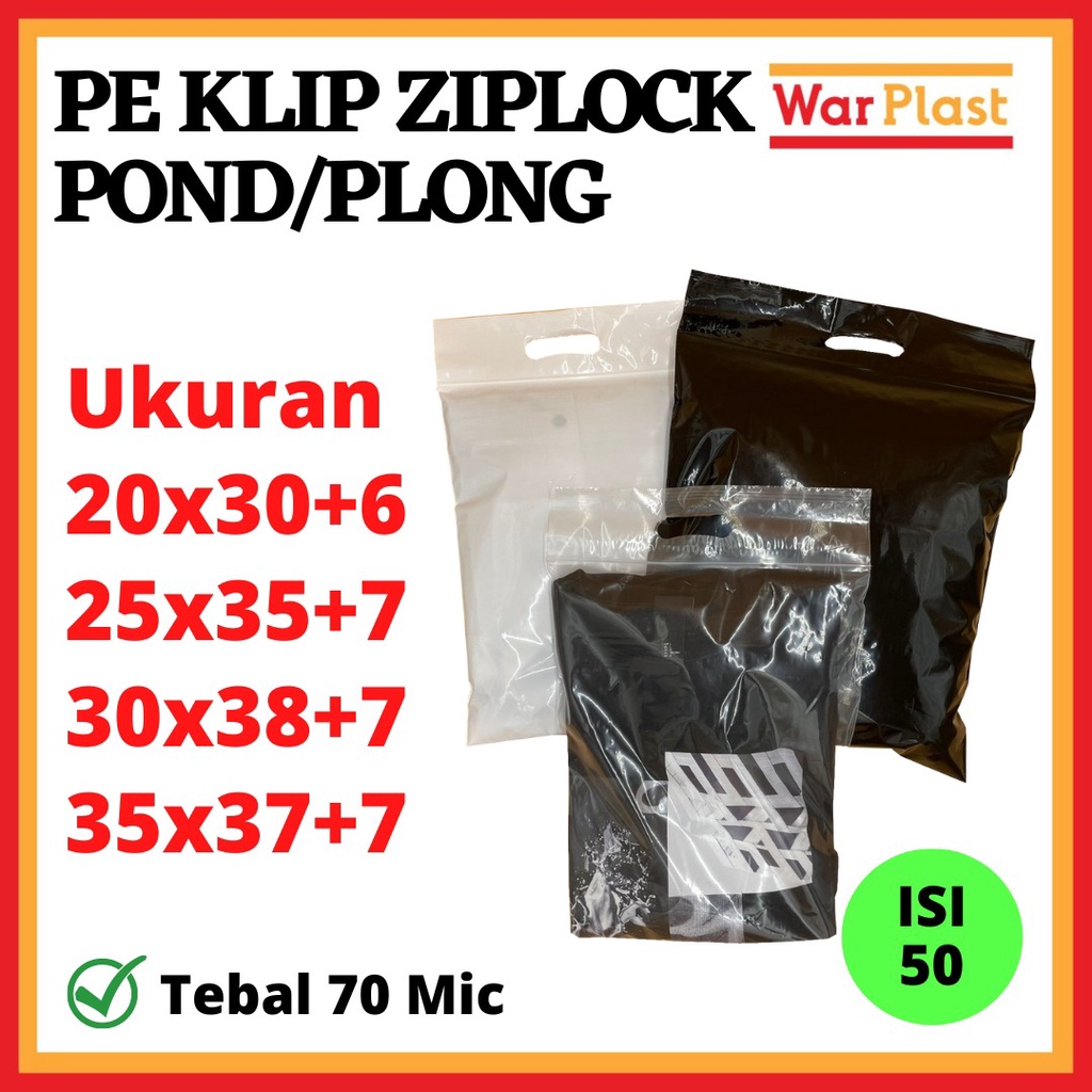 Plastik Klip Plong Pond Ziplock Plastik Cetik Kantong Packing PE Gagang Baju Hijab Sepatu Tebal Murah